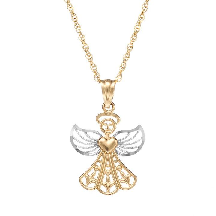 10k Gold Angel Pendant Necklace, Women's, Size: 18