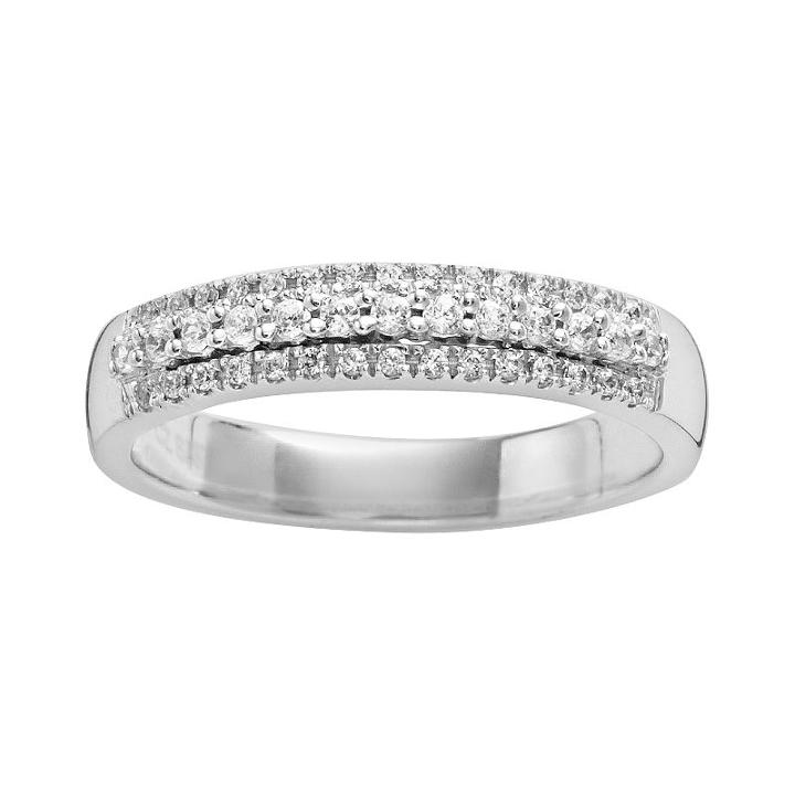 14k White Gold 1/4-ct. T.w. Igl Certified Diamond Multirow Wedding Band, Women's, Size: 6.50