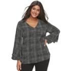 Plus Size Apt. 9&reg; Double Bell Sleeve Top, Women's, Size: 1xl, Black