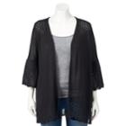 Plus Size Lc Lauren Conrad Pointelle Cardigan, Women's, Size: 1xl, Black
