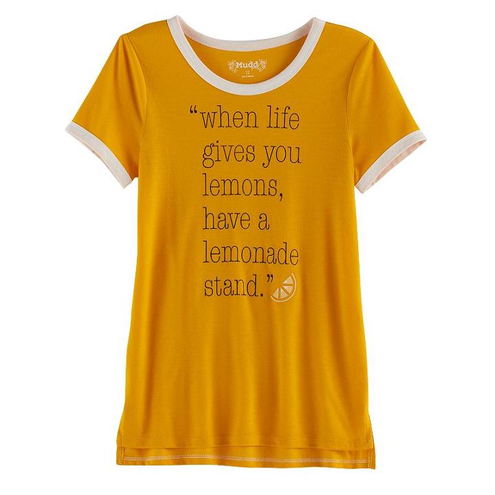 Girls 7-16 & Plus Size Mudd&reg; Ringer Graphic Tee, Size: 20 1/2, Gold