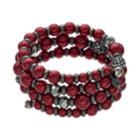 Red Simulated Pearl Coil Bracelet, Women's