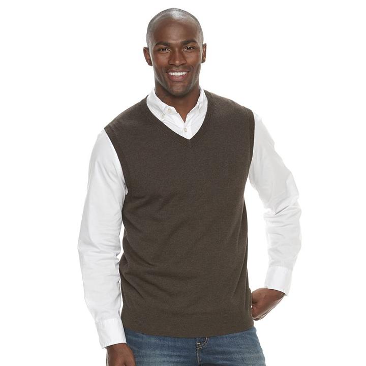Men's Croft & Barrow&reg; True Comfort Classic-fit Sweater Vest, Size: Large, Dark Brown