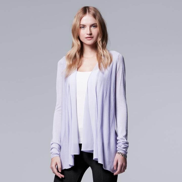 Women's Simply Vera Vera Wang Flyaway Cardigan, Size: Medium, Drk Purple