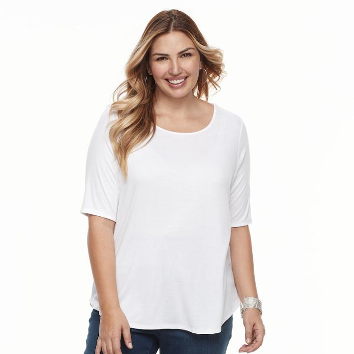 Plus Size Apt. 9&reg; Essential Scoopneck Tee, Women's, Size: 3xl, White