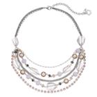 Simply Vera Vera Wang Faceted Bead & Simulated Pearl Two Tone Swag Necklace, Women's, Brt Pink