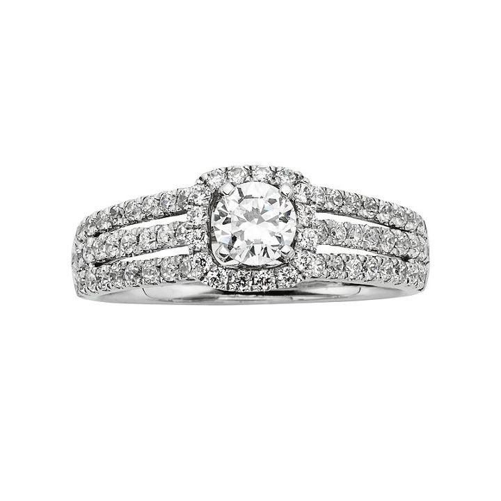 Round-cut Igl Certified Diamond Frame Engagement Ring In 14k White Gold (1 Ct. T.w.), Women's, Size: 8