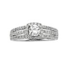 Round-cut Igl Certified Diamond Frame Engagement Ring In 14k White Gold (1 Ct. T.w.), Women's, Size: 8