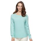 Women's Croft & Barrow&reg; Button Shoulder Shirttail Sweater, Size: Xl, Turquoise/blue (turq/aqua)