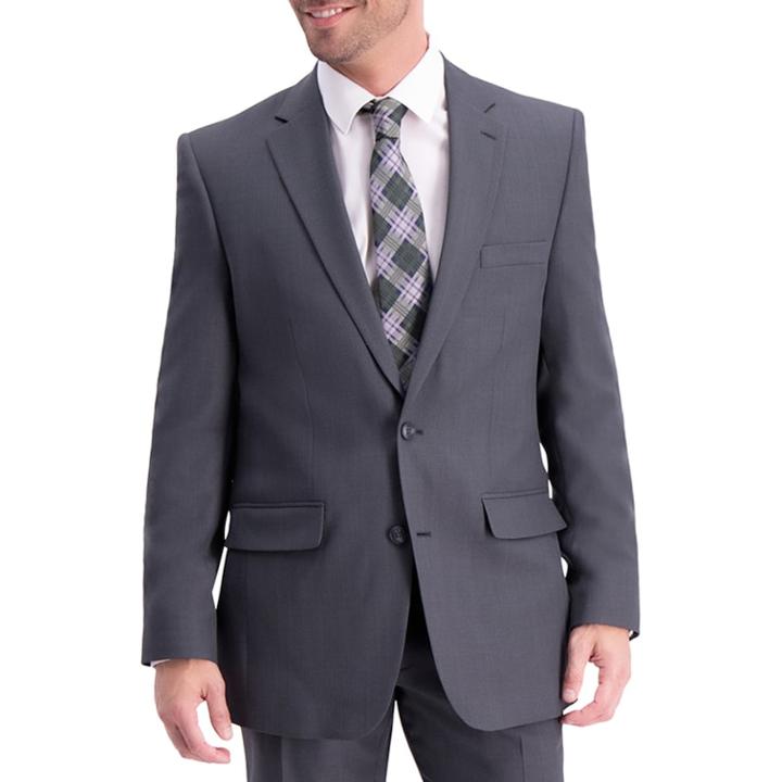 Men's Haggar Travel Performance Tailored Fit Stretch Suit Jacket, Size: 40 Long, Dark Grey