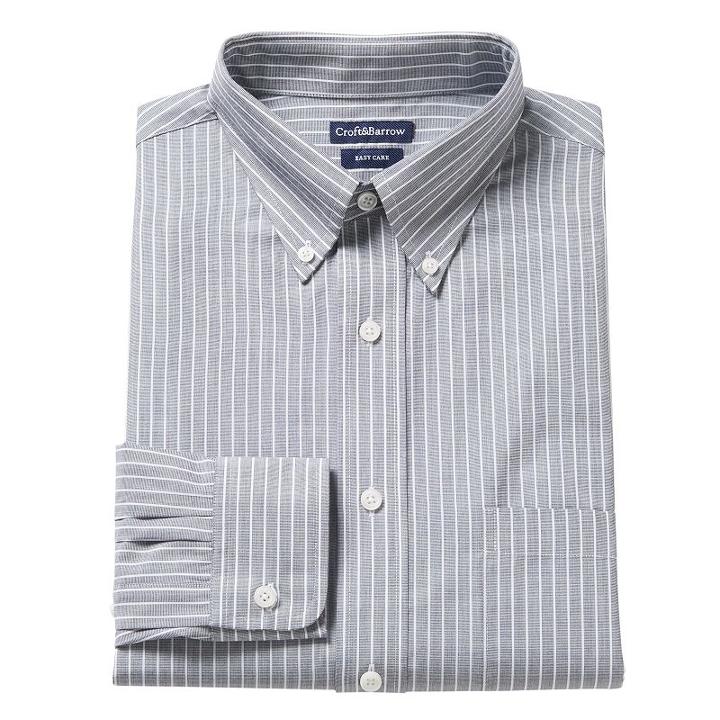 Men's Croft & Barrow&reg; Slim-fit Easy-care Button-down-collar Dress Shirt, Size: 18 36/37, Black