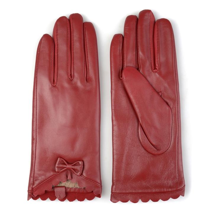 Women's Journee Collection Leather Wool Lined Gloves, Size: Medium, Red