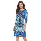 Women's Suite 7 Floral Scroll Shift Dress, Size: 8, Blue Other