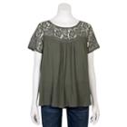 Juniors' Grayson Threads Lace Yoke Top, Girl's, Size: Xs, Dark Green