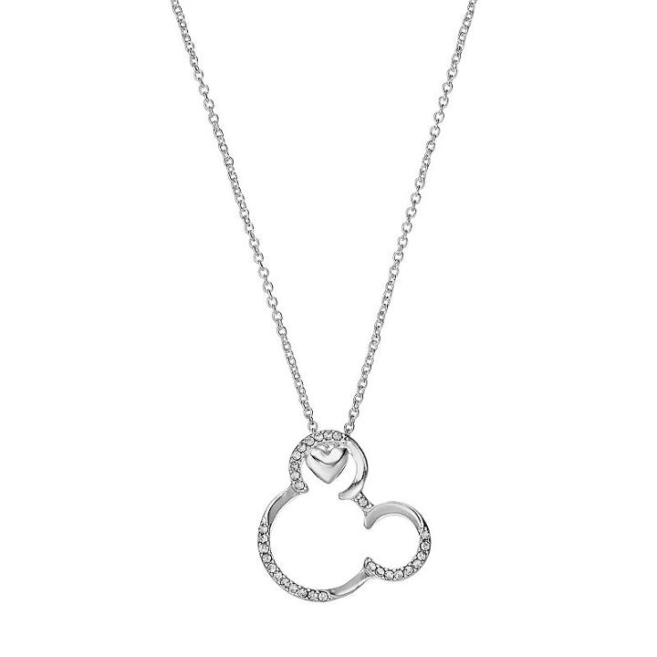 Disney's Mickey Mouse Crystal Pendant Necklace, Women's, Grey