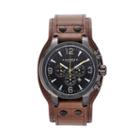 Akribos Xxiv Men's Extremis Leather Chronograph Watch, Brown
