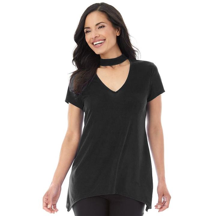 Women's Ab Studio Cutout Tee, Size: Xlrg Av/rg, Black