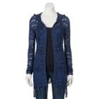 Juniors' It's Our Time Hooded Fringe Cardigan, Girl's, Size: Large, Med Blue