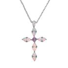 Lab-created Opal And Lab-created Pink Sapphire Sterling Silver Cross Pendant Necklace, Women's, Size: 18
