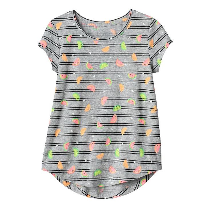 Girls 7-16 So&reg; Short Sleeve Curve Hem Tee, Girl's, Size: 14, Med Grey