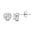 Sterling Silver Lab-created White Sapphire & Diamond Accent Heart Stud Earrings, Women's