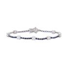 Sterling Silver Lab-created White Opal & Sapphire Tennis Bracelet, Women's, Size: 7.25, Blue