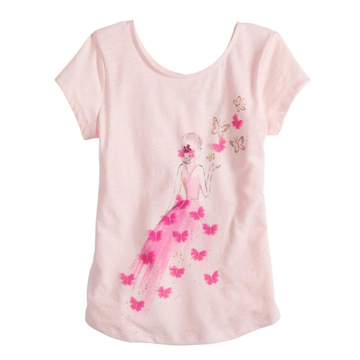Girls 4-12 Sonoma Goods For Life&trade; Shirttail-hem Graphic Tee, Size: 7, Light Pink