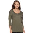 Women's Apt. 9&reg; Embellished Scoopneck Tee, Size: Medium, Green