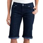 Dickies Slim Stretch Straight-leg Denim Shorts - Women's, Size: 14, Med Blue