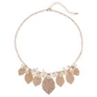 Textured Leaf & Bead Cluster Necklace, Women's, Light Pink