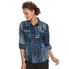 Women's Dana Buchman Nailhead Camp Shirt, Size: Xl, Med Blue