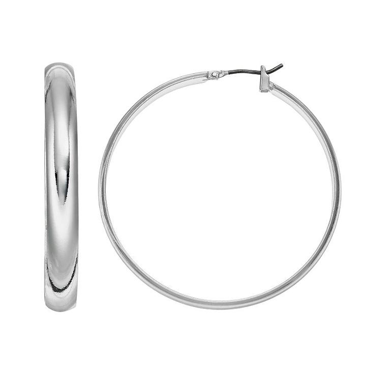 Napier Flat Tube Nickel Free Hoop Earrings, Women's, Silver