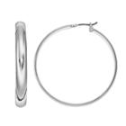 Napier Flat Tube Nickel Free Hoop Earrings, Women's, Silver