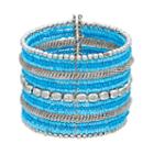 Mudd&reg; Blue Seed Bead Multi Row Cuff Bracelet, Women's
