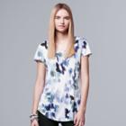 Women's Simply Vera Vera Wang Print High Low Hem Tee, Size: Xs, Natural