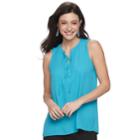 Women's Apt. 9&reg; Lace-up Georgette Tank, Size: Xs, Med Blue