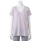 Women's Apt. 9&reg; Essential Marled V-neck Tee, Size: Large, Brt Pink