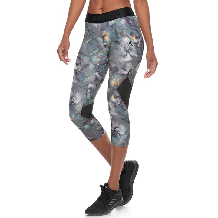 Women's Adidas Alphaskin Sport Capri Leggings, Size: Xs, Med Grey