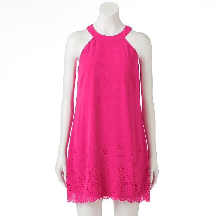 Juniors' Speechless Laser Cut Halter Dress, Girl's, Size: Small, Pink Ovrfl