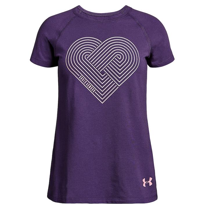 Girls 7-16 Under Armour Geometric Heart Graphic Tee, Size: Large, Purple