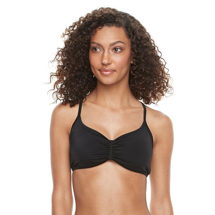 Women's S.o.s. Sun Ocean Sand Strappy Bra-sized Bikini Top, Size: 34 B/c, Black
