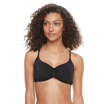 Women's S.o.s. Sun Ocean Sand Strappy Bra-sized Bikini Top, Size: 34 B/c, Black