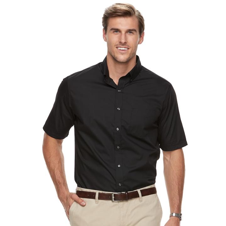 Big & Tall Croft & Barrow&reg; Regular-fit Solid Easy-care Button-down Shirt, Men's, Size: Xl Tall, Black