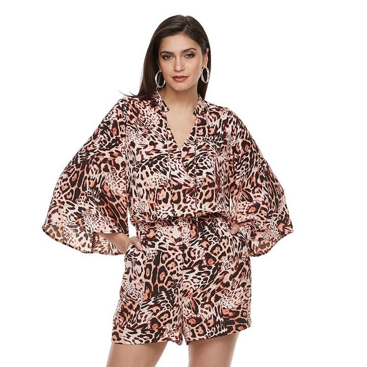 Women's Jennifer Lopez Print Faux-wrap Romper, Size: 16, Multicolor