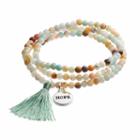 Healing Stone Amazonite Bead & Hope Charm Wrap Bracelet, Women's, Size: 20, Green