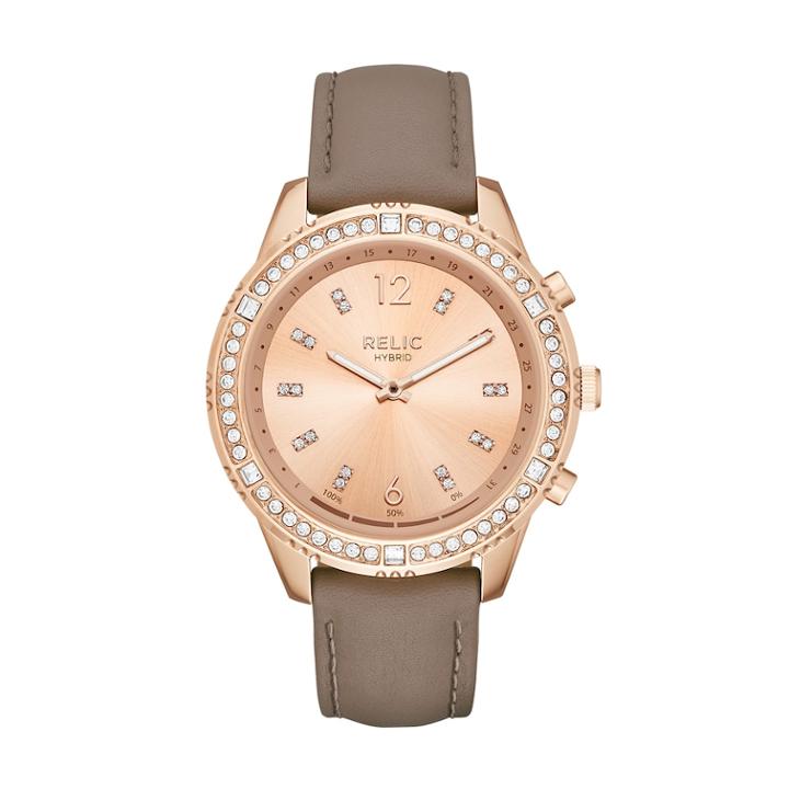 Relic Women's Eliza Connected Hybrid Crystal Leather Smart Watch - Zrt1005, Size: Medium, Brown