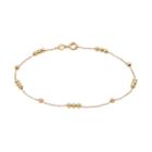 Barefootsies 14k Gold Plated Beaded Anklet, Women's, Size: 9, Yellow