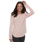 Juniors' Mudd&reg; Crewneck Long Sleeve Tee, Teens, Size: Large, Beig/green (beig/khaki)