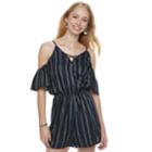 Juniors' Love, Fire Striped Cold-shoulder Romper, Teens, Size: Xs, Blue (navy)
