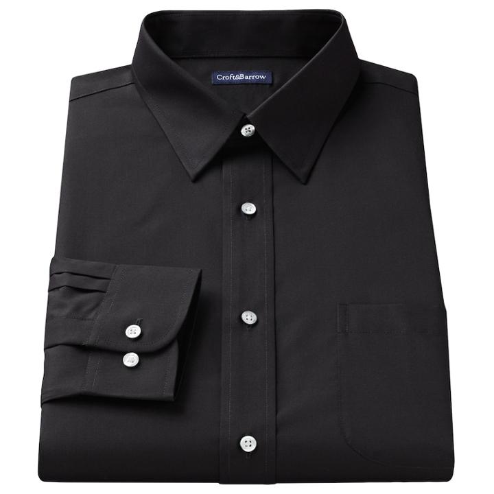 Big & Tall Croft & Barrow&reg; Easy Care Point-collar Dress Shirt, Men's, Size: 20 34/5t, Black